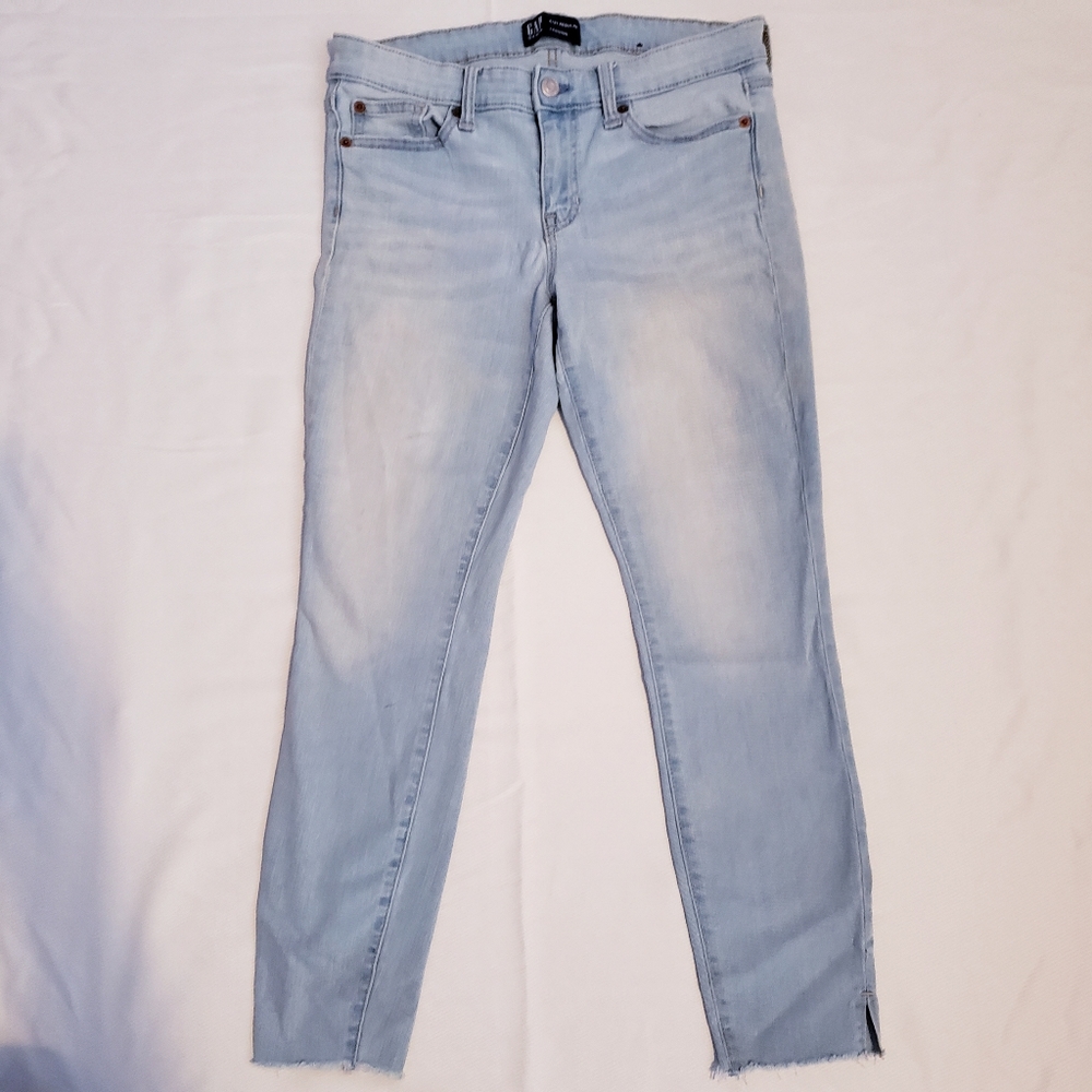 Lightwash Raw Hem Skinny Jeans - Picture 3 of 5